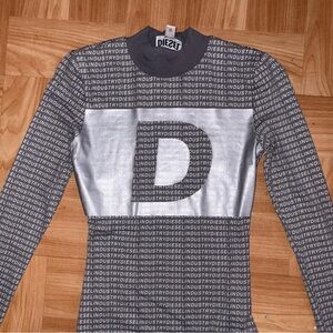 Diesel Black and Gray Logo Long Sleeve Shirt